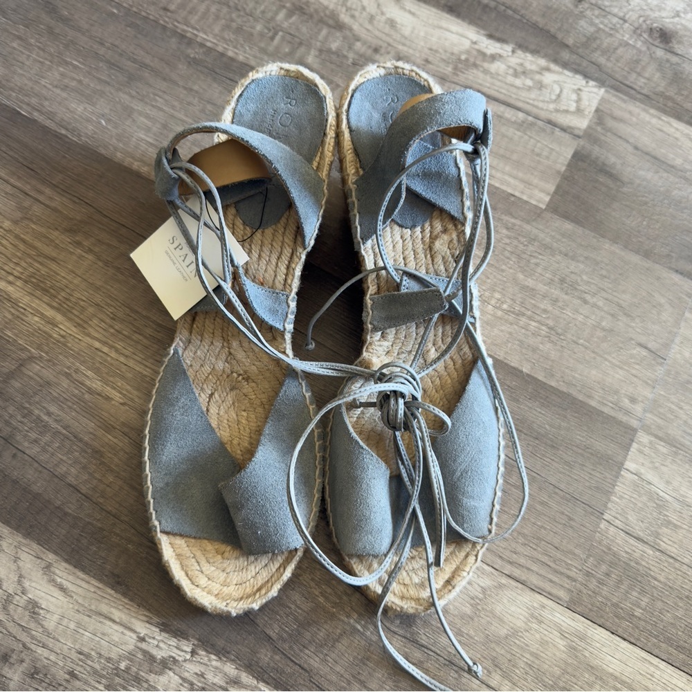 NWT Anthropologie Romena Espadrille Blue Suede Wedges Sandals 40